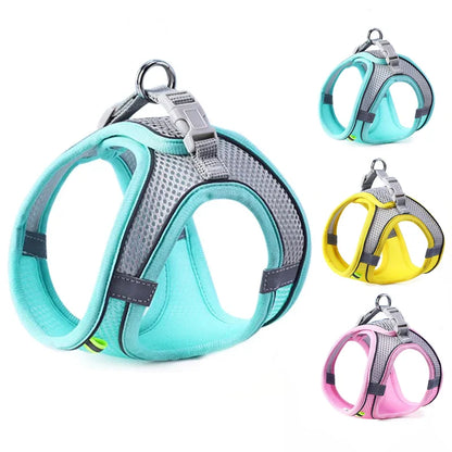 Reflective No‑Pull Dog & Cat Harness Set – Breathable Adjustable Vest with Leash for Small & Medium Pets, Outdoor Walking Safety